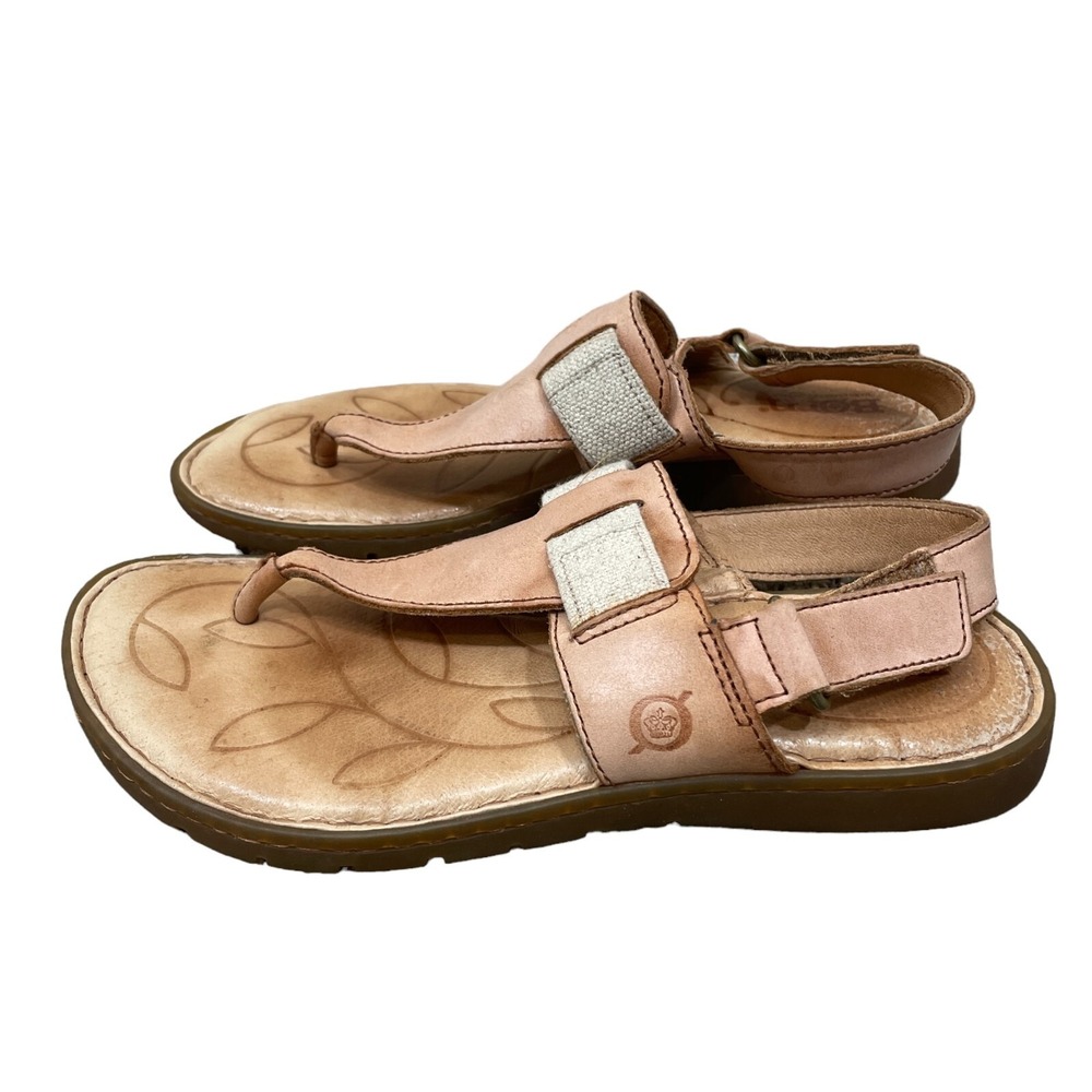 Born Belluno Women's Size 6M Leather Thong Sandals Brown/Nut F00006